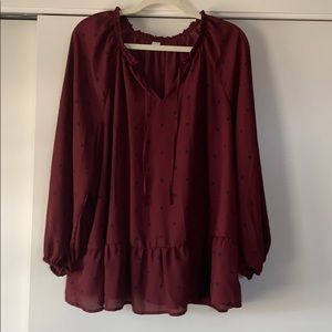 Polka dot peplum blouse.